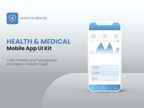 Health and Medical Mobile App UI Kit for Mobile Application or Responsive Website.