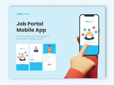 Job Portal Mobile App UI Kit Including as Login, Sign up Screen for Responsive Websites.