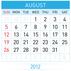 August Calendar. Illustration on white background for design