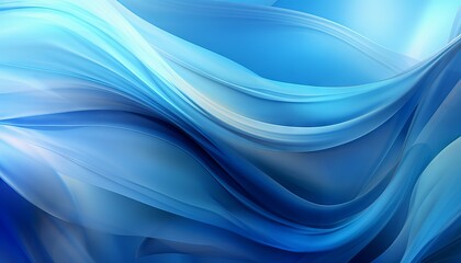 abstract blue background with flowing, smooth lines that shimmer and shine. Generative ai