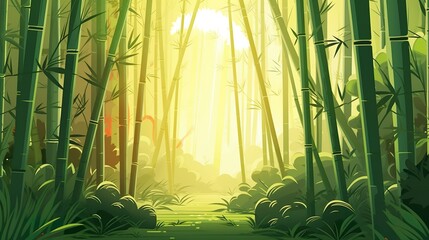 Abstract background bamboo forest. Showcasing a jaw-dropping design that features a breathtaking bamboo forest banner. Generative AI. - obrazy, fototapety, plakaty