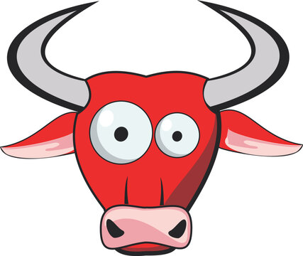 Cartoon Bull head on white background