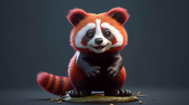 3d cute red panda generated ai - Powered by Adobe
