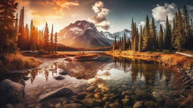 sunset over the lake