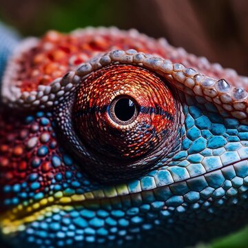 close up of a chameleon eye