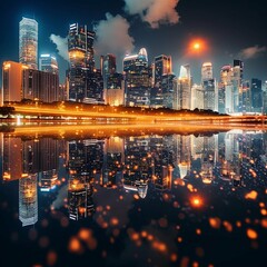 A Mesmerizing Nighttime Cityscape in Glowing Splendor