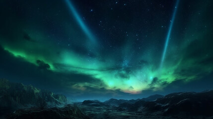 The northern lights are lit up in the sky.generative ai