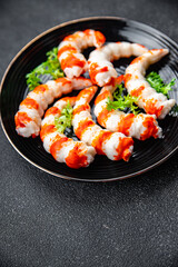 crab stick seafood shrimp shape meal food snack on the table copy space food background rustic top view
