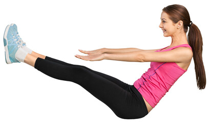 Young beautiful sporty woman doing exercises