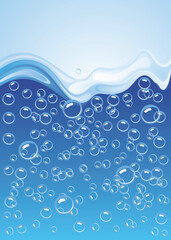 abstract water wave with bubbles. vector illustration