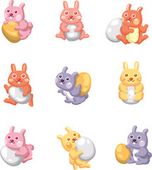 Obraz premium cartoon easter rabbit and egg icon