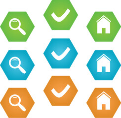 search, ok and home vector symbols