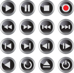 Multimedia control glossy icon/button set for web, applications, electronic and press media.Vector illustration