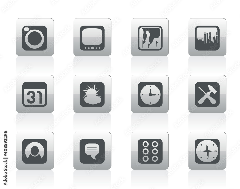 Poster mobile phone and computer icon - vector icon set