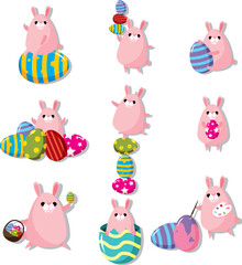 Obraz premium cartoon easter rabbit and egg icon