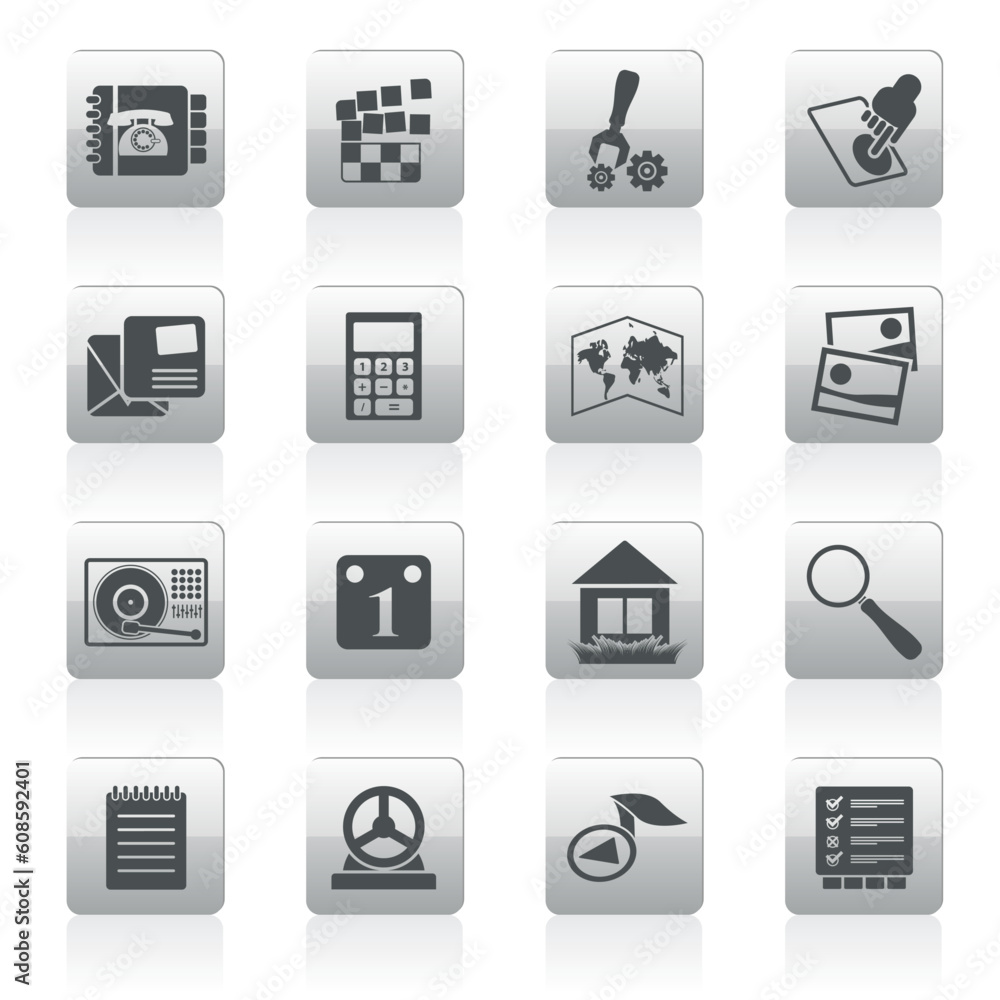 Poster mobile phone and computer icon - vector icon set
