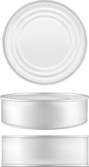 Blank metal tincan for soup, fish, beans and other products. Mock up tin can