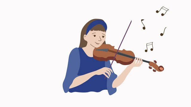 animation of a girl playing the violin. animation,cartoon,video ,footage, movement