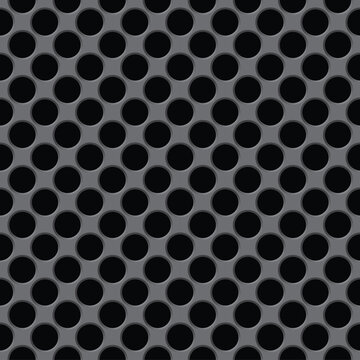 The dark gray surface with circular holes - seamless texture