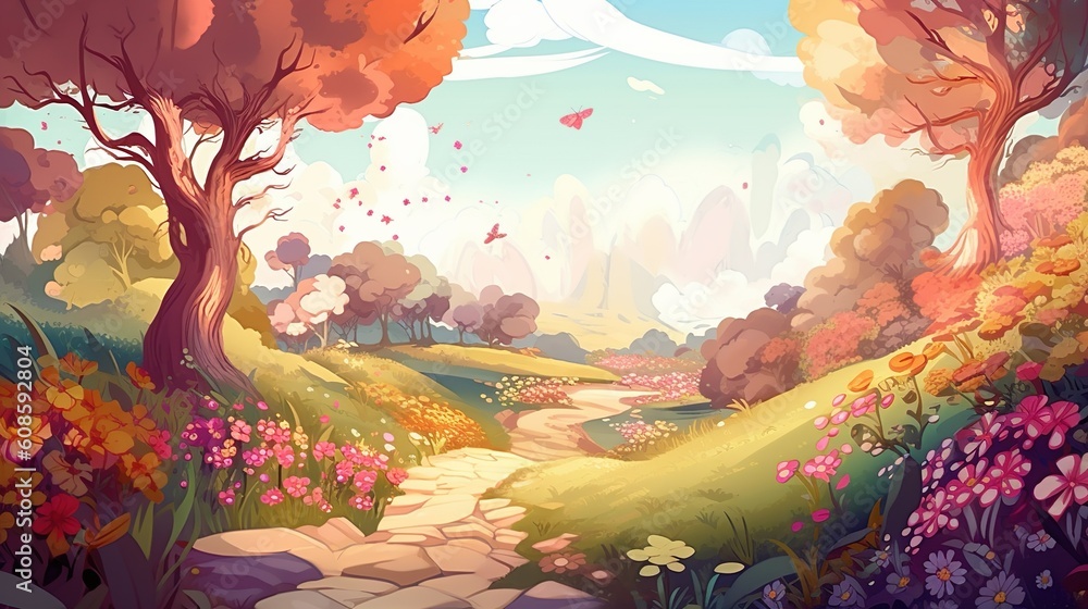 Poster background autumn garden. demonstration of an exciting web banner design with an autumn garden as a 