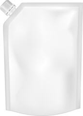 White empty plastic packaging with cap. Blank foil sachet for food or drink