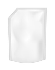 White empty plastic packaging with cap. Blank foil sachet for food or drink