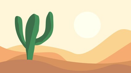 cactus in the desert, cartoon style, animated illustration