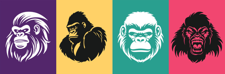 Set Of Vector Art Illustrations of a Gorilla Face © AndhikaRff