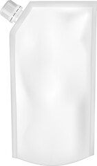 White empty plastic packaging with cap. Blank foil sachet for food or drink