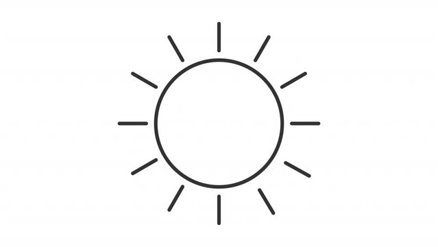 Ultraviolet rays icon animation. Animated line rotating sun rays. UV radiation. Skin care. Outdoor activity. Loop HD video with alpha channel, transparent background. Outline motion graphic