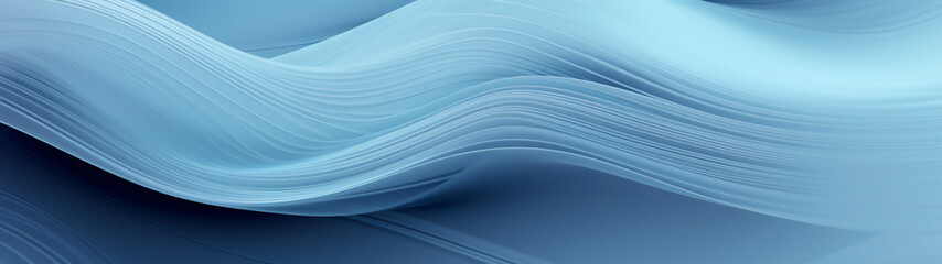 Generative ai illustration of abstract blue of big smooth chaotic wave with thin dynamic lines.