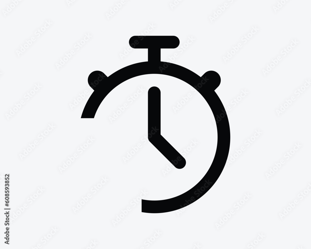Poster stopwatch icon. stop watch time timer clock minute speed countdown race measurement sign symbol blac