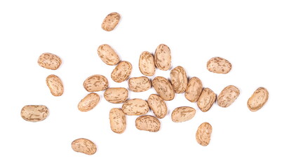 Colorful beans isolated on white background, top view