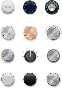 Set of the detailed control knobs in different colors