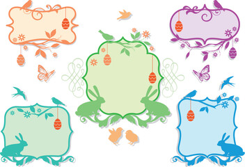 easter frames with bunny and eggs, vector background