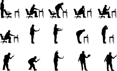 vector silhouettes of man with laptop