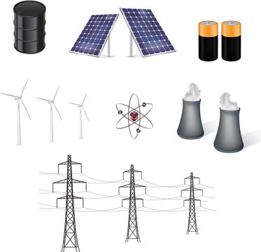 various sources of energy vector illustration