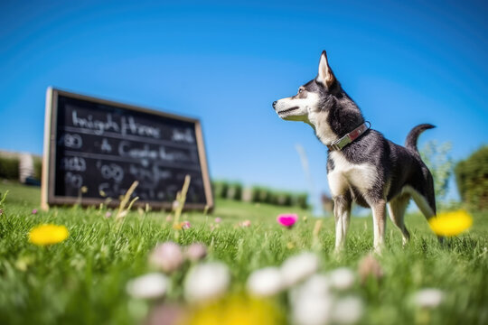 Free photos of cute pet dogs on outdoor grassland
