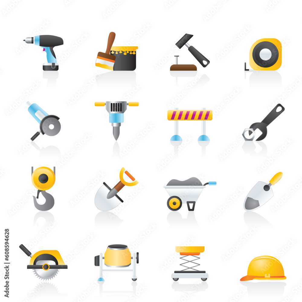 Poster building and construction icons - vector icon set