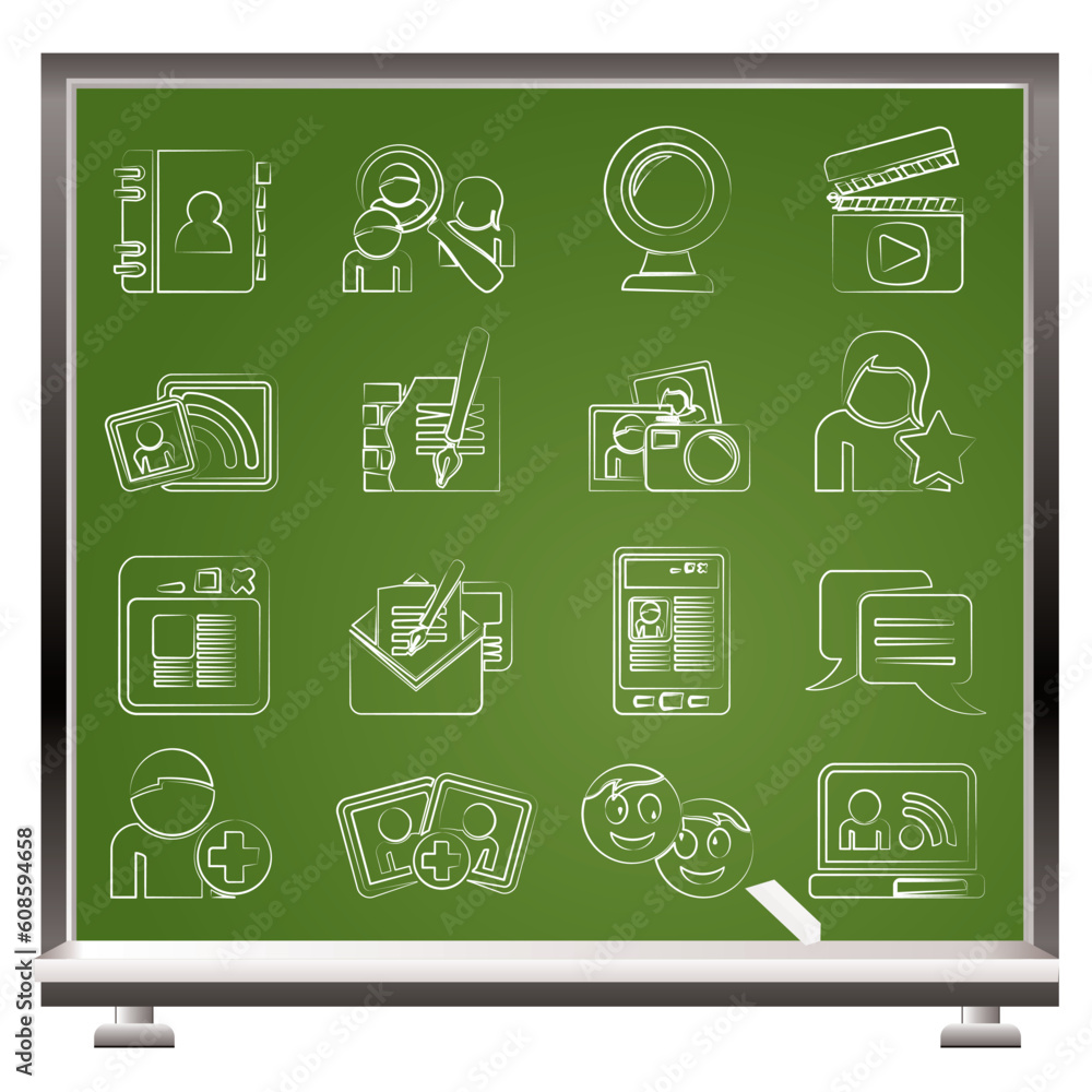 Poster social networking and communication icons - vector icon set
