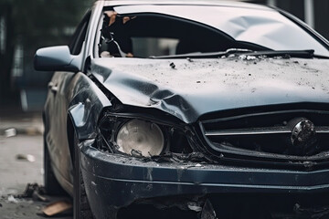 Car accident on the road. The car was hit by a car accident