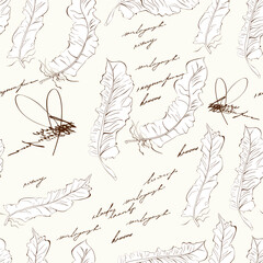 Seamless pattern with feather
