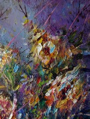 Naklejka premium hand painted impressionism masterpieces painter art colorful abstract expressionism oil color painting background for design brush stroke poster color multicolored school art studying academy flower