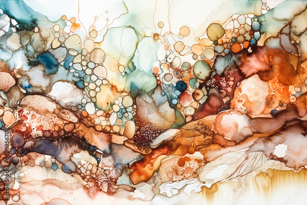 Aufkleber abstract decorative water color or acrylic diffusion. created with generative ai technology.