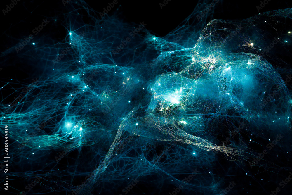 Poster blue abstract technology background. created with generative ai technology.