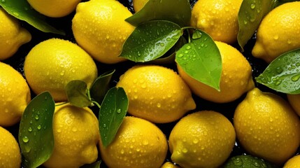 lemons fresh and wet fullframe