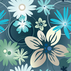 Fototapeta na wymiar Vector illustration floral pattern in blue