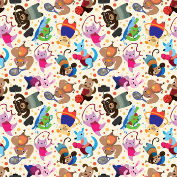 Animal Sport Player Seamless Pattern