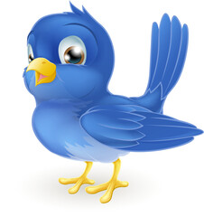 Illustration of a cute cartoon bluebird standing