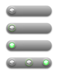 Long button, off, selected and pushed, vector illustration, eps10